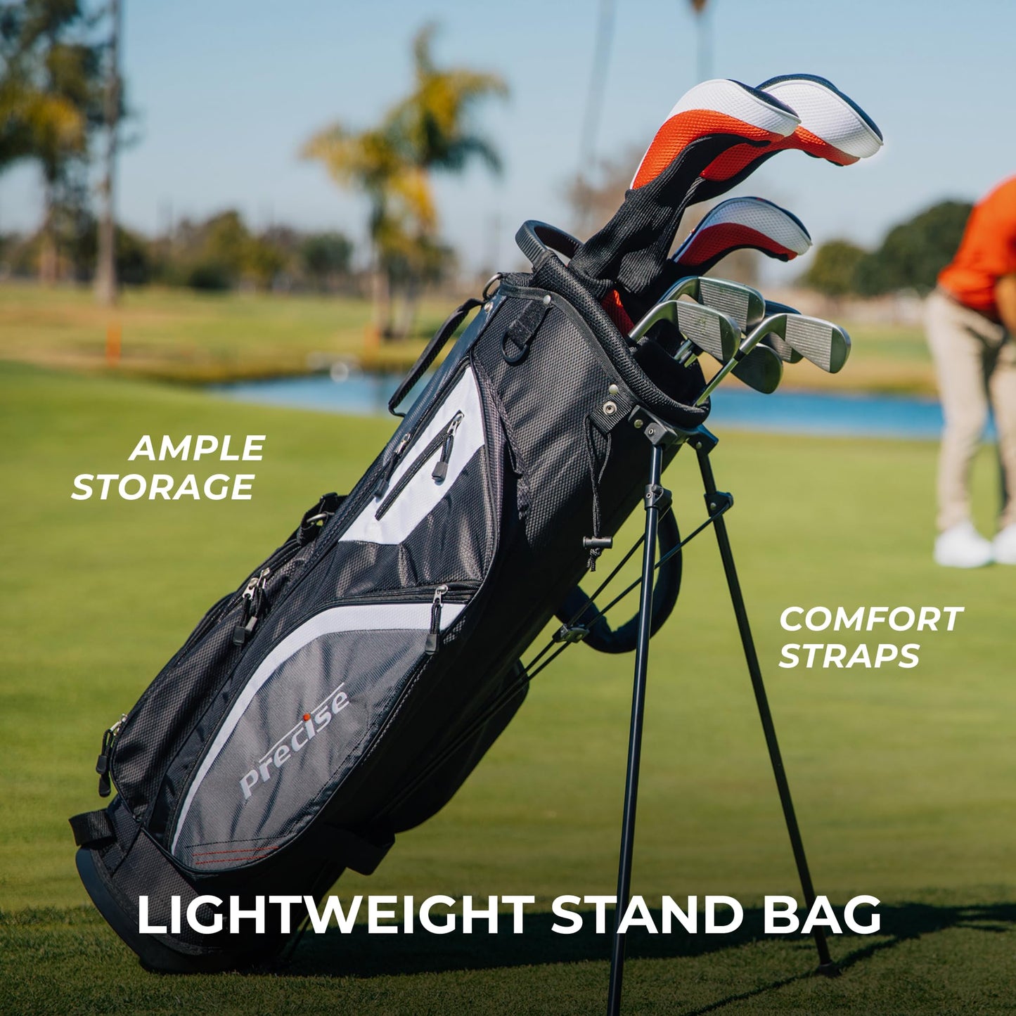 Precise M5 Golf Clubs Set for Men | Lighweight Graphite & True Temper Stainless Steel Shafts w/Precise Alignment Putter & Stand Bag | Left/Right Hand Options & Regular/Tall Complete Golf Club Sets