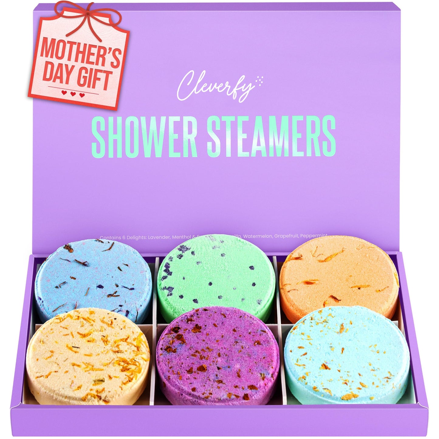 Cleverfy Shower Steamers Aromatherapy for Women and Men – Mothers Day Gifts for Mom- Self-Care Shower Bombs for Stress Relief and Relaxation – 6 Tablets
