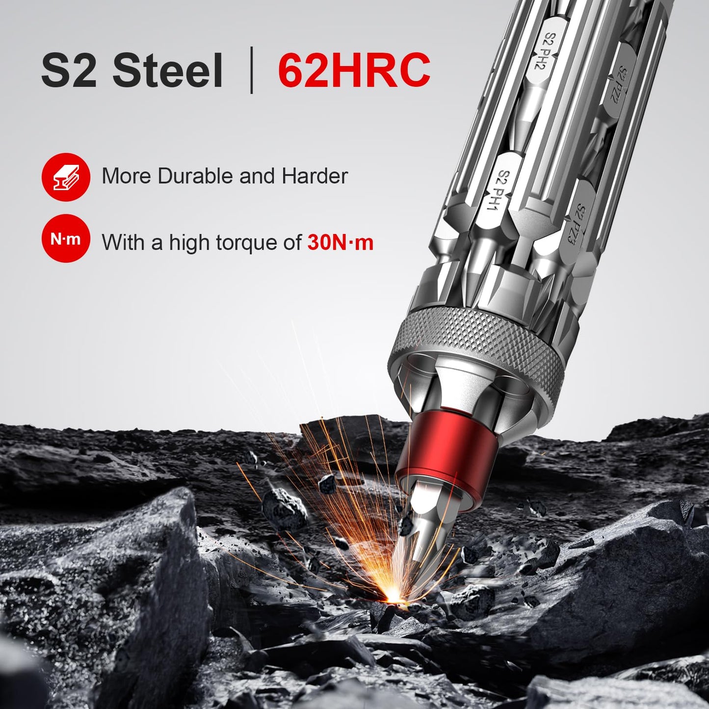 JOREST 19 in 1 EDC Multi-bit Screwdriver Set with Extension Bar, Cool Tool Gifts for Men Dad Him, Magnetic Torque Screwdriver with Torx Nut Slotted, Pocket Repair Tool Kit for Bike, Snowboard, Silver