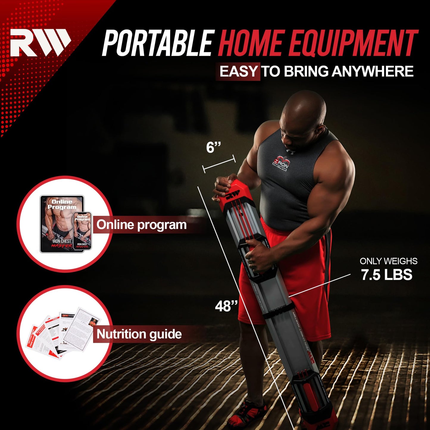 IRON CHEST MASTER Push Up Machine | Home Fitness Equipment for Chest Workouts | Home Gym Equipment Includes Adjustable Resistance Bands and a Unique Fitness Program | Tension Level - 120 lbs.