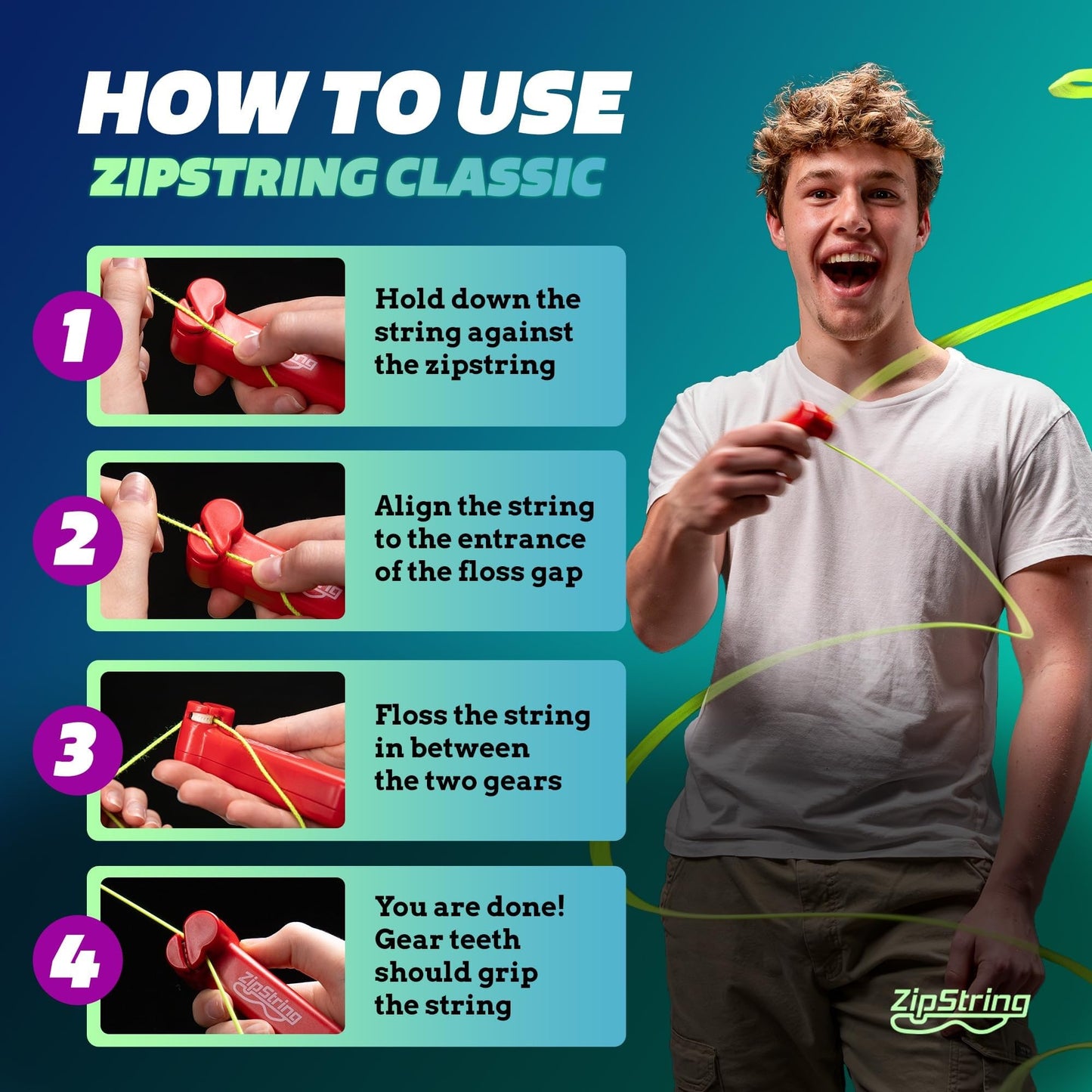 ZipString Original - As Seen on Shark Tank - Classic ZipString Rope Launcher Toy, Perfect for Kids & Adults - Fly a String Loop in The Air for Endless Tricks & Fun, Wonderment Awaits, Rock'it Red