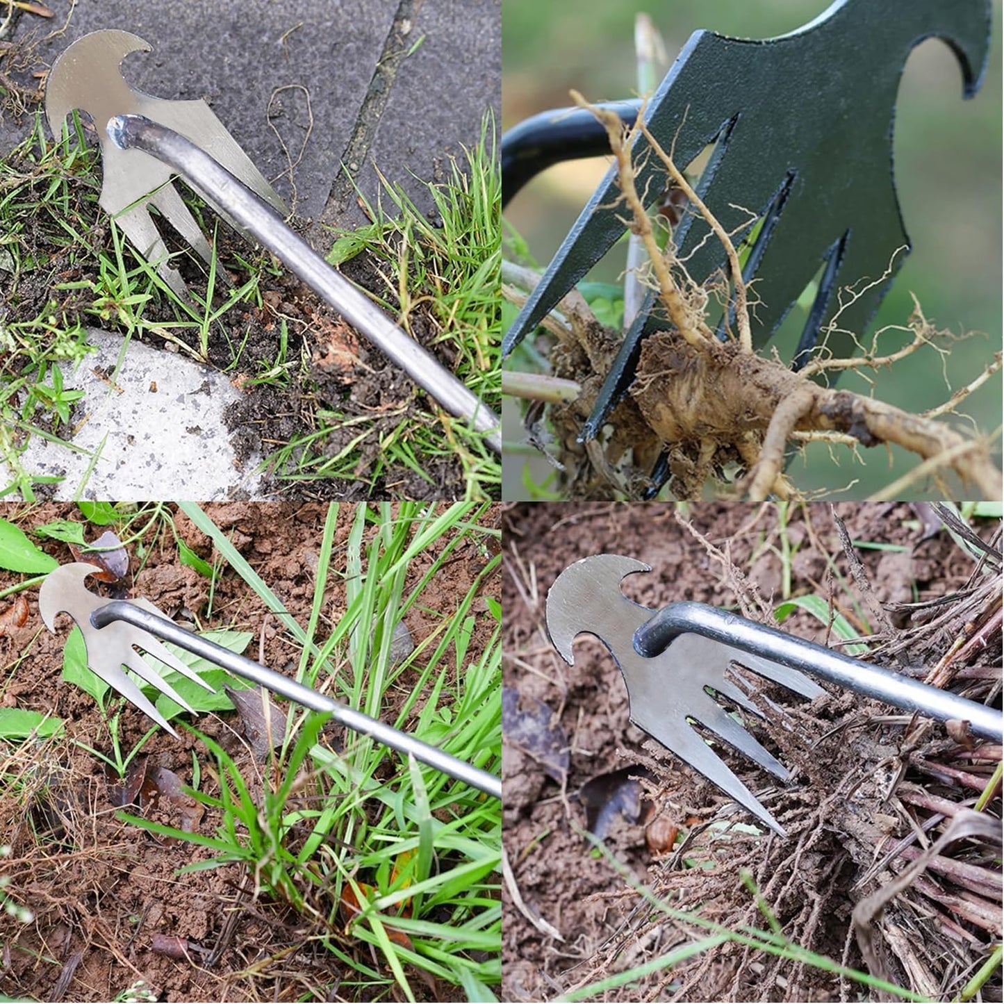 Weed Puller Tool,Portable Garden Weeder Tool,2024 New Manganese Steel Weeding Tools,For Hand Weeder Puller for Vegetable Gardening Backyard Farm Planting & Uprooting Weeding Tool (Rubber Handle)