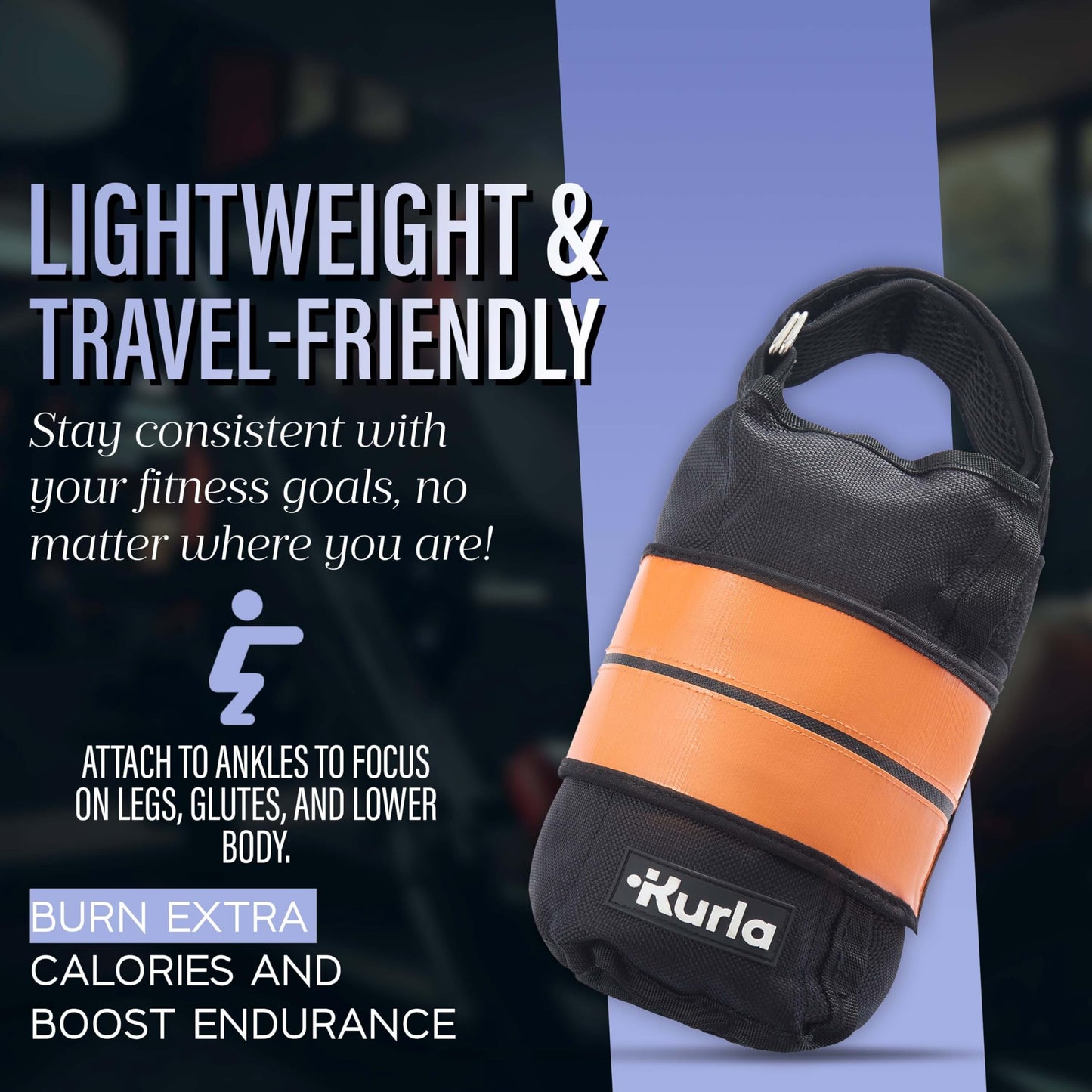 Kurla 20 lbs Ankle & Wrist Weight with Adjustable Strap | Breathable Fabric for Strength Training, Walking, Yoga & Rehab | Durable At-Home Workout Equipment for Men & Women | Orange