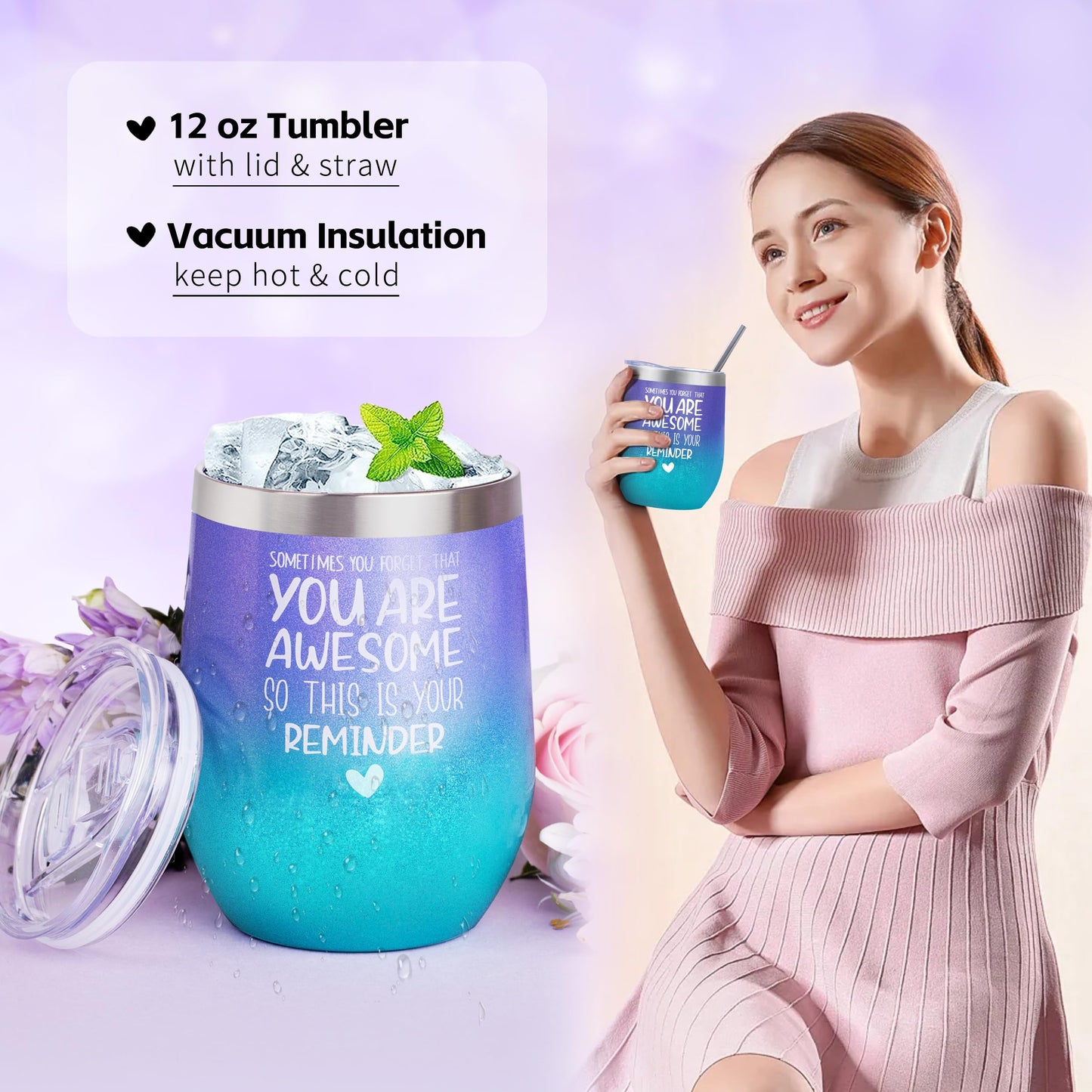 LUCOTIYA Gifts for Women, Mother's Day Gifts Basket for Woman Birthday Wine Tumbler Self Care Package Gift for Mom, Bestie, Her, Sister, Wife, Auntie Thank You Gift for Women Teacher Appreciation