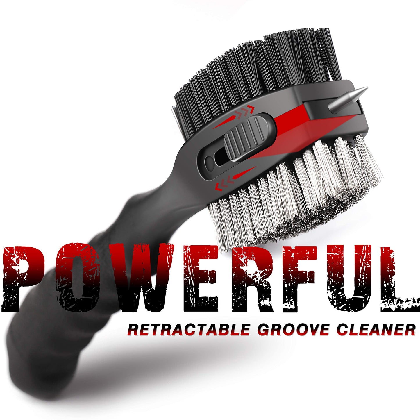 CHAMPKEY PRO Retractable Golf Club Brush | Oversized Brush Head with Soft Rubber Hand Grip & Retractable Groove Cleaner Golf Brush