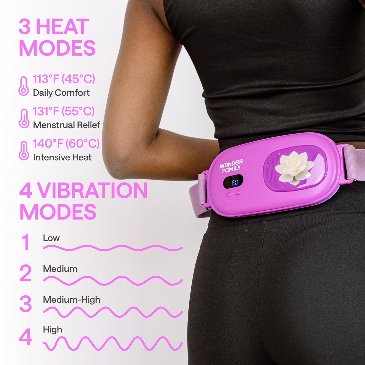 Menstrual Heating Pad for Cramps – Portable Cordless Heating Pad for Women – Rechargeable Pink Period Relief Pad for Stomach and Back – Small Heat Belt, USB Heated Pad – Electric Heat Wrap for PMS