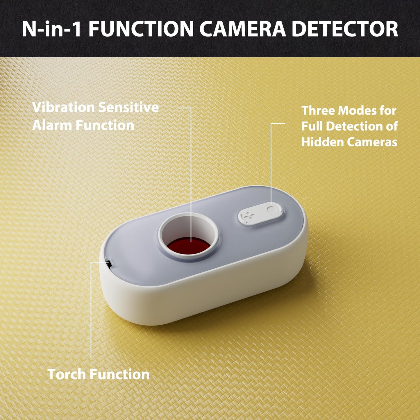 kacylzom 3-in-1 Hidden Camera Detector - Spy Camera Finder Hidden Bug Detector with Vibration Alarm & LED Flashlight for Home, Office, Hotel & Travel – Ultimate Anti-Spy Security Gadget(1 Pack)