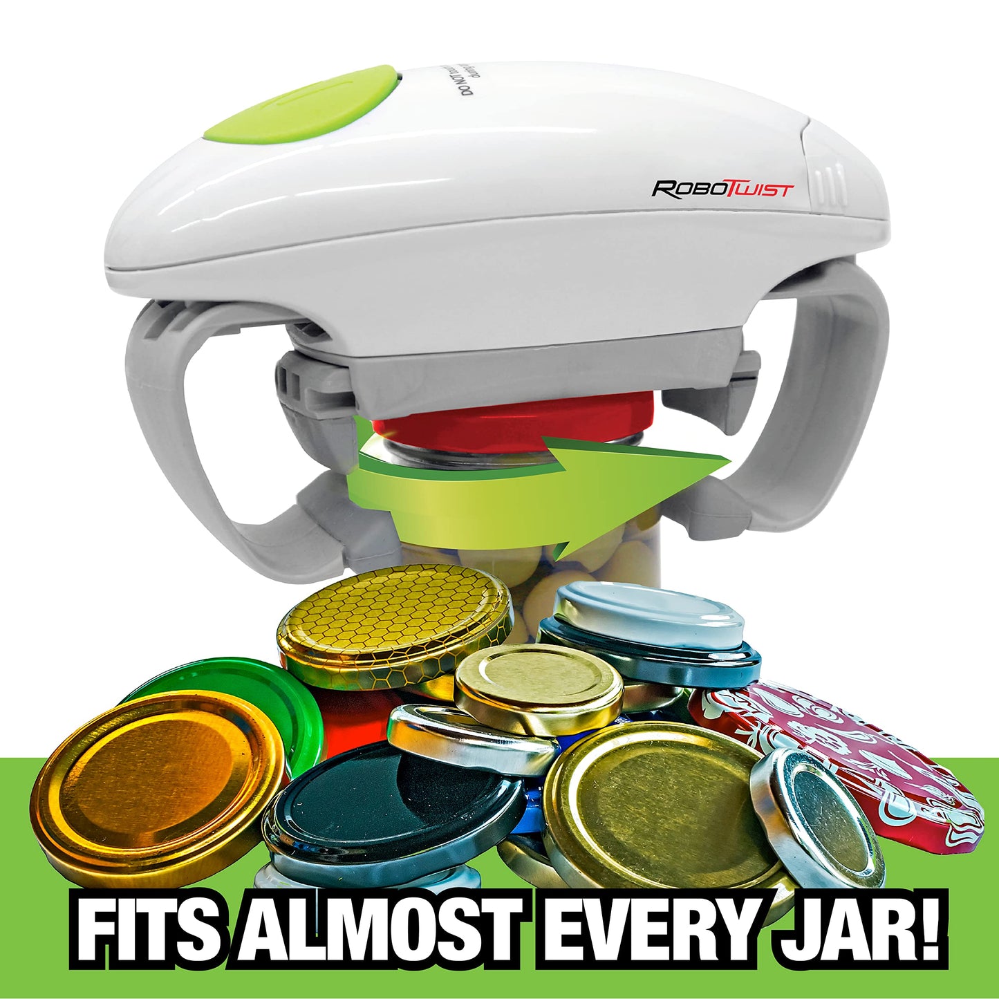 Robotwist Automatic Jar Opener, Deluxe Model with Improved Torque, Robo Twist Kitchen Gadgets for Home, Electric Handsfree Easy Jar Opener – Works on All Jar Sizes, As Seen on TV