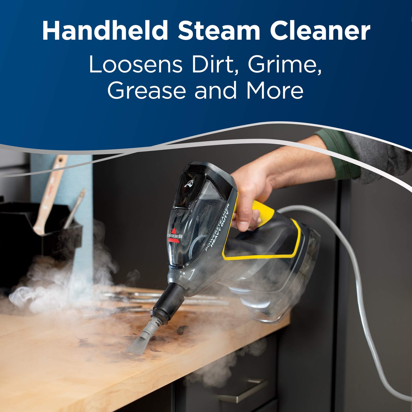 BISSELL Power Steamer Heavy Duty 3-in-1 Steam Mop and Handheld SteamShot for Indoor and Outdoor Use:Garage, Workshop, Auto, Boat, Recreational Vehicles; Windows,Outdoor Furniture and Decks,Black,2685A