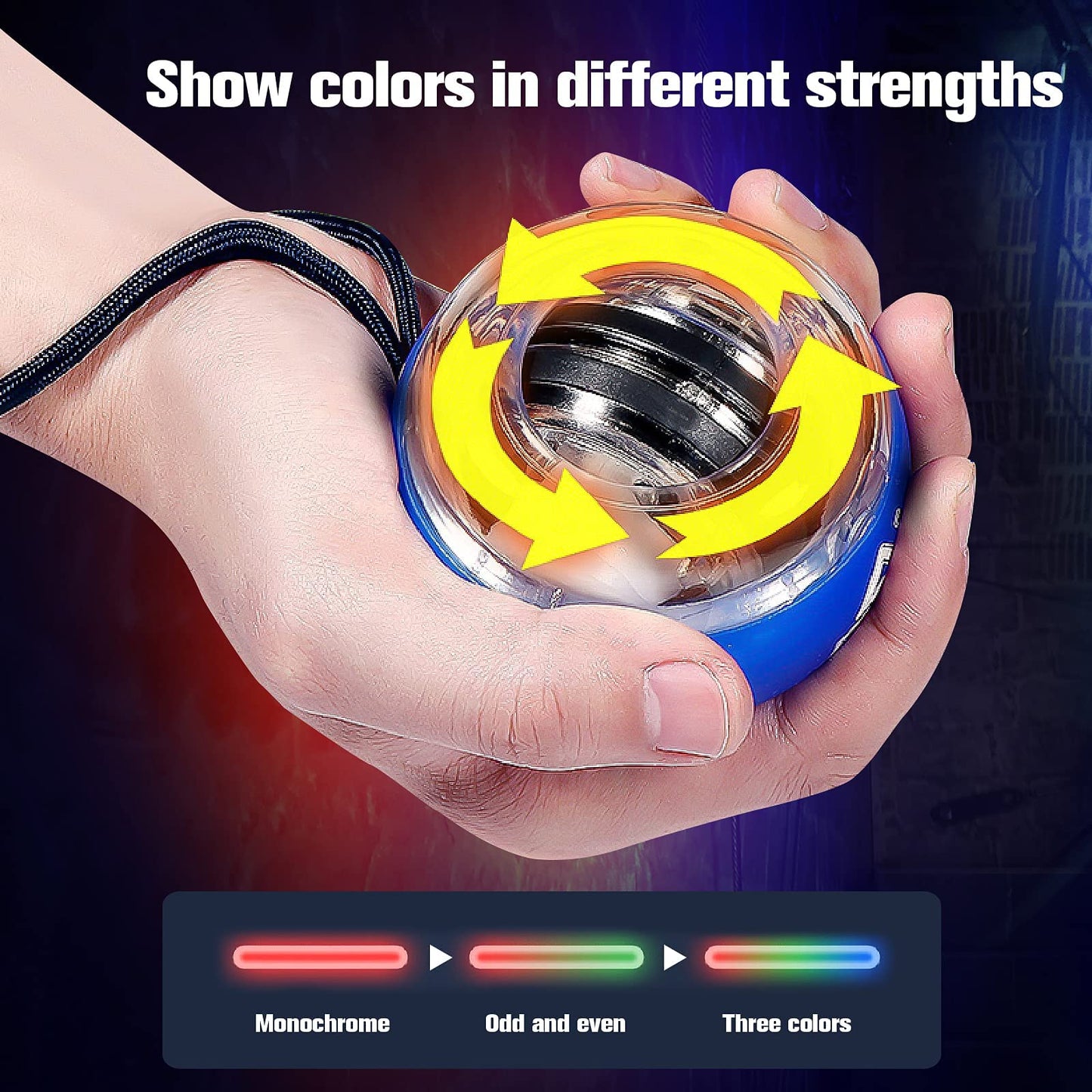 JIN BD Wrist Trainer Ball Auto-Start Strengthener Gyroscopic Forearm Exerciser Gyro for Strengthen Arms, Fingers, Bones and Muscles with LED Light,Blue