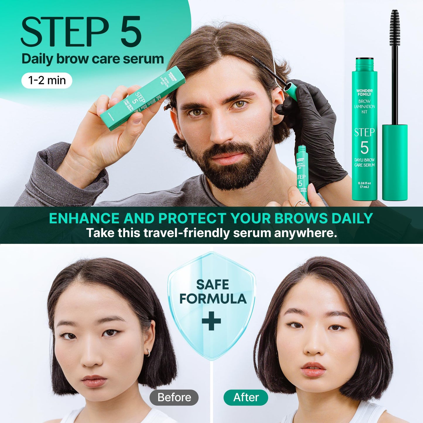 5 Step Eye Brow Lamination Kit - Eyebrow Kit for Women with Brow Lamination Gel & Brow Brushes - Advanced Eye Brow Stencil Kits for Beauty Care - At Home Eyebrow Lamination Kit