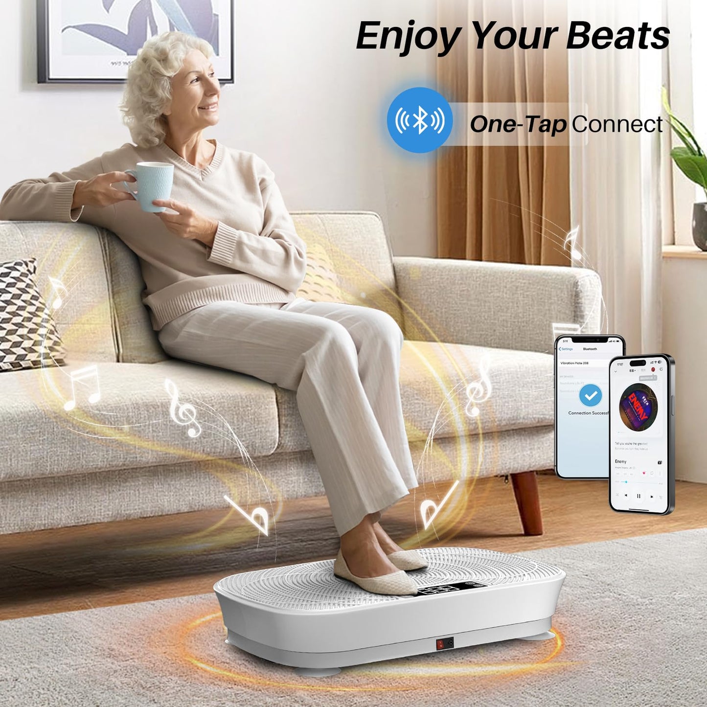 Vibration Plate Exercise Machine for Lymphatic Drainage - 400LBS Capacity Whole Body Vibration Platform with 99 Speeds & Bluetooth Music, Home Gym Equipment for Weight Loss & Fitness