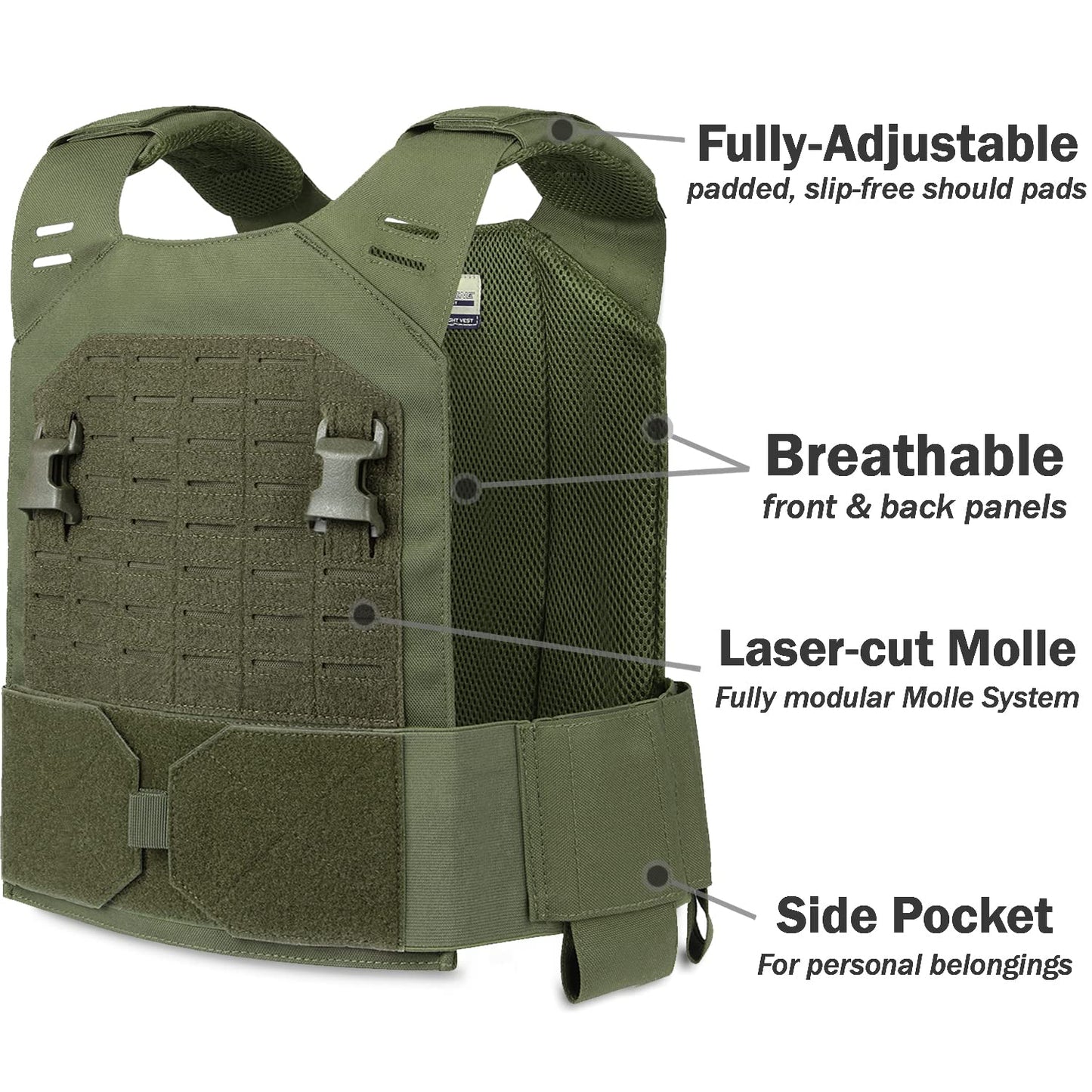 EVERLIT Adjustable Weighted Vest 14 Lbs/ 20 Lbs, Weight Included, for Body Weight Training Fitness Workout Running for Men Women