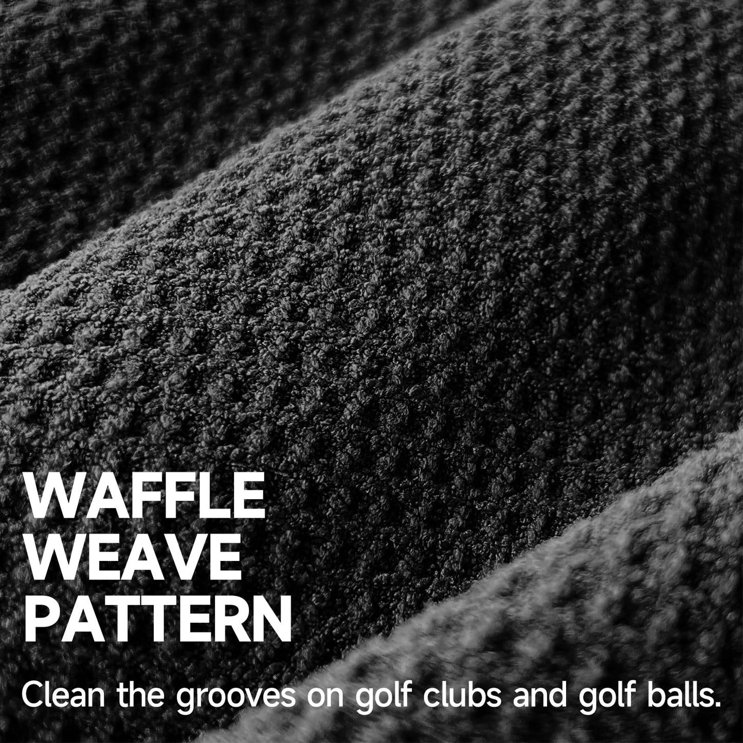 ATTRACTIVE Golf Towels, Microfiber Waffle Pattern Towels - Golf Club Brush with Cleaning (2 Black Towel+Black Brush)