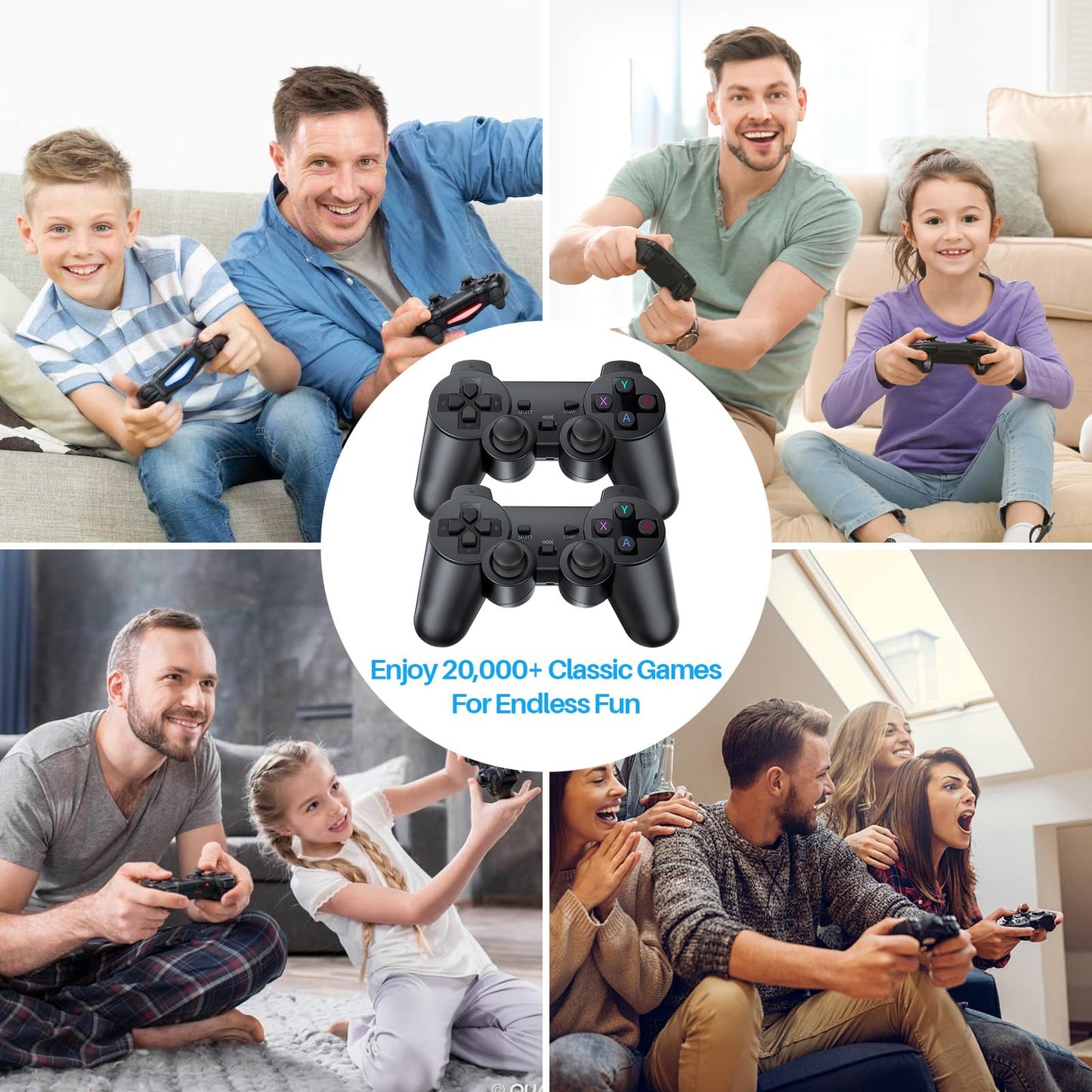 20000+ Games,2025 Newest Home Game Console Wireless Double Handle PSP Arcade Double TV Game Console Plug and Play Video Game Stick, HDMI Output TV, Gift for Kids and Adults (64G)