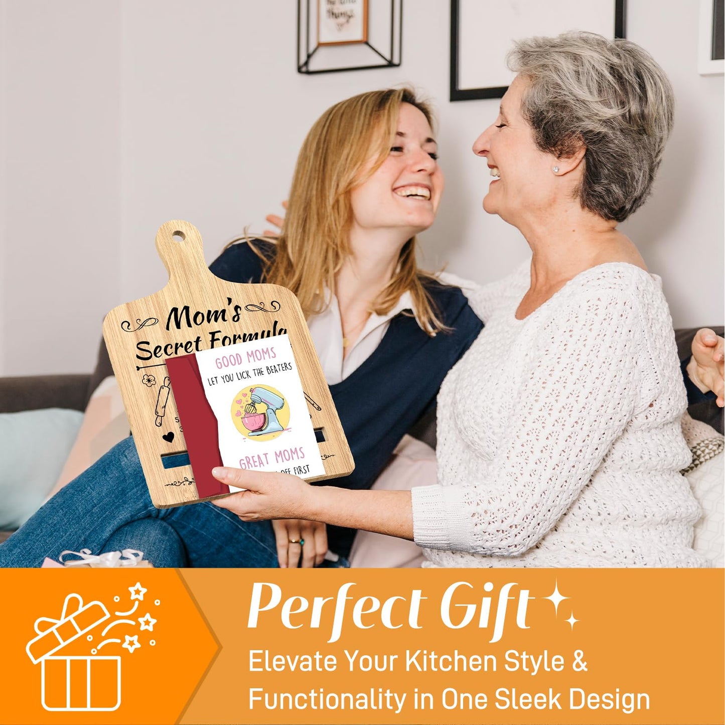 Mothers Day Gifts for Mom, Mom Gifts from Daughters, Mother's Day Gifts Ideas, Mom Birthday Gifts, Mothers Day Kitchen Gadgets, Cookbook Stand for Kitchen Counter, Recipe Cook Book Holder (with Card)