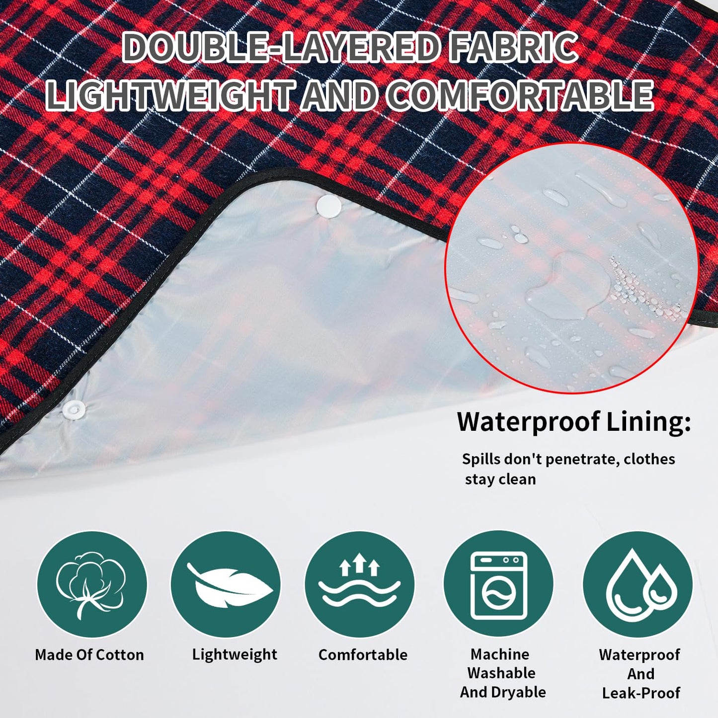 XKDOUS 2pcs Adult Bibs For Men Washable, Reusable Waterproof Large Bibs For Adult, Clothing Protector With Crumb Catcher,Bibs For Eating, Feeding Adult Bibs For Women Elderly Men Senior Citizens Gifts
