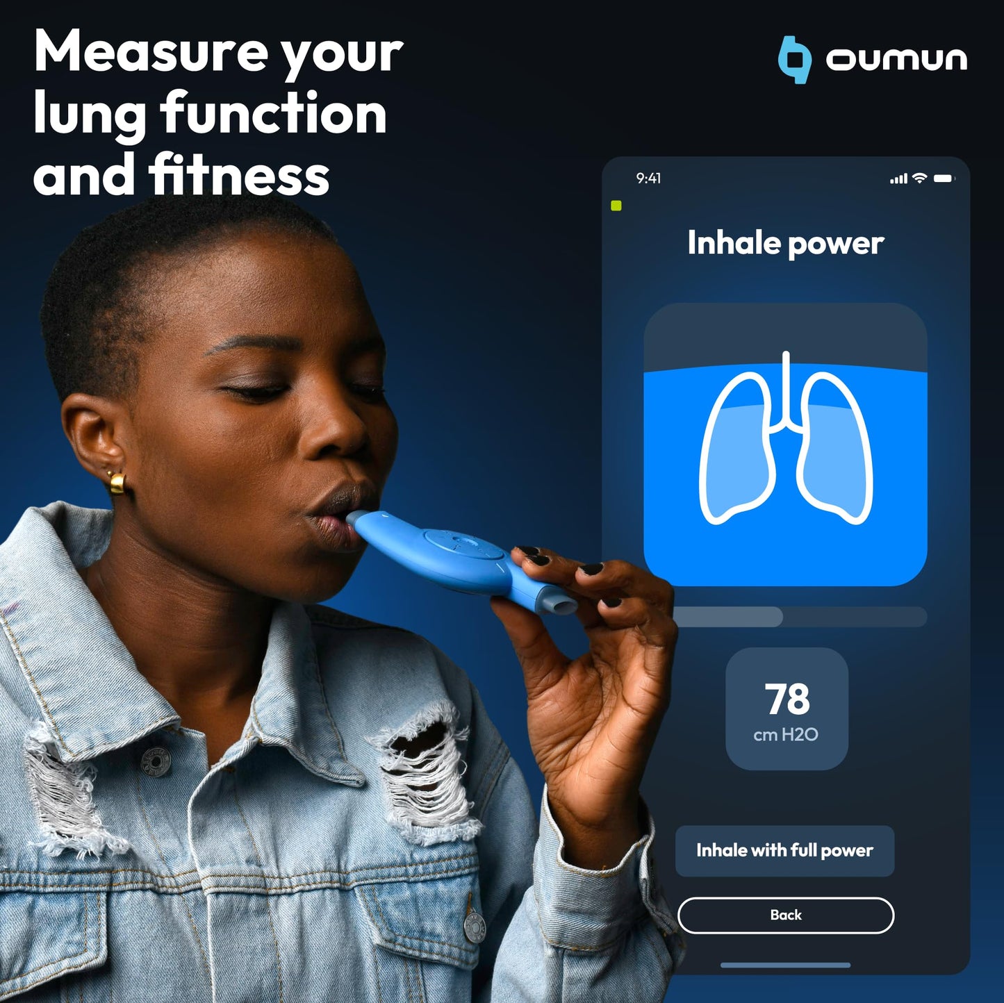 Oumua Smart Breathing Trainer | Lung Trainer with AI-Powered Oumua App | Lung Exerciser Device 30+ Training Protocols to Improve Wellbeing and Athletic Perfrormance
