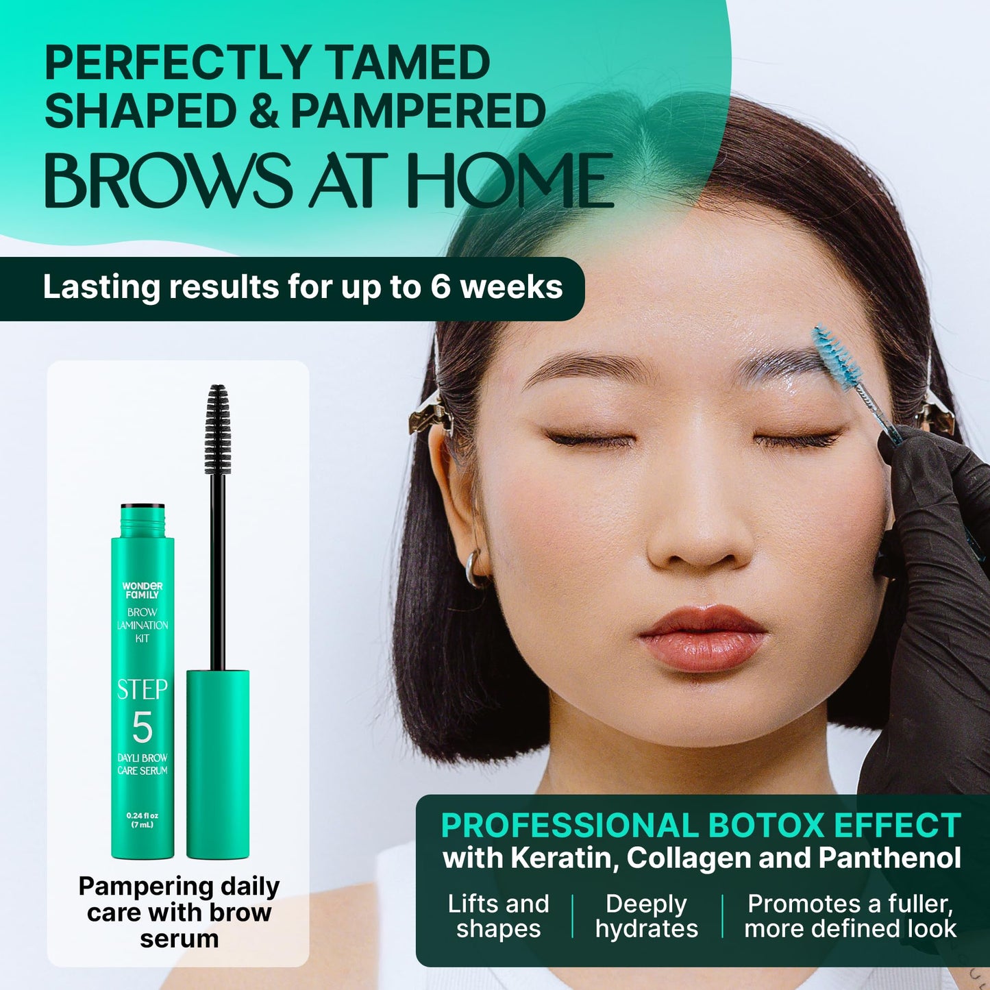 5 Step Eye Brow Lamination Kit - Eyebrow Kit for Women with Brow Lamination Gel & Brow Brushes - Advanced Eye Brow Stencil Kits for Beauty Care - At Home Eyebrow Lamination Kit