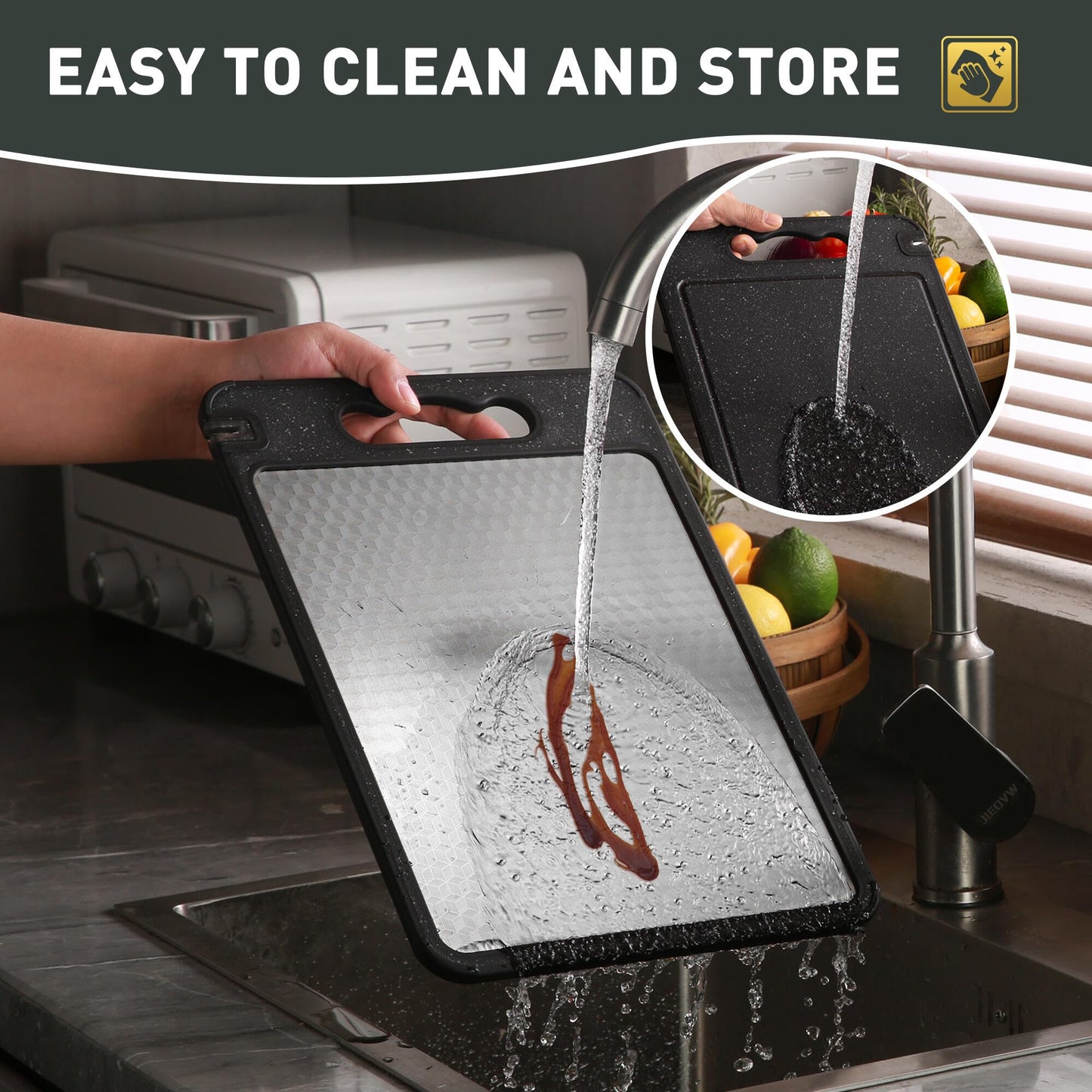 2 in 1 Stainless Steel Cutting Board with Handle Best Non-toxic Chopping Large Metal Meat Butcher Block Mesh Design Madera Glass Marble Kitchen Tablas Cocina Cortar Picar Regalos Mujer Mama Abuela