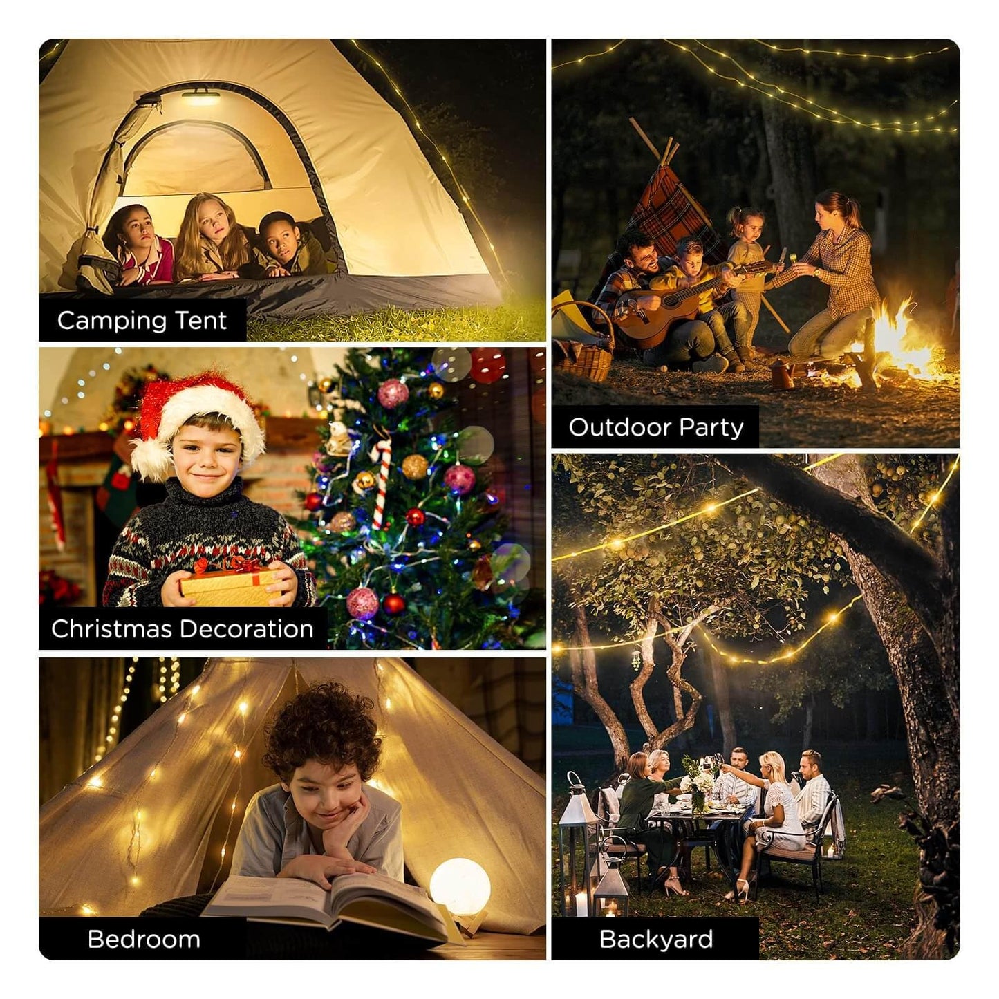 OGERY Camping String Lights, 4 in 1 Quick Storage 32.8FT Rechargeable Tent Lights String with 8 Lighting Modes, Hanging Waterproof Portable LED Lamp for Outdoor Patio Awning Garden Party Essentials