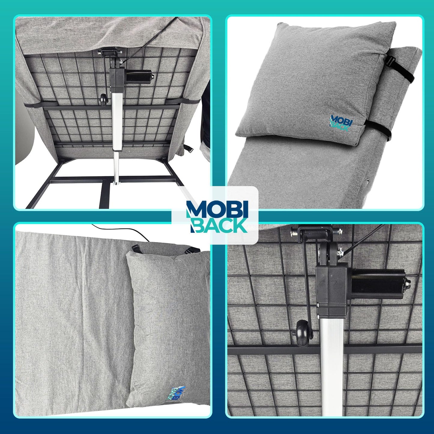 Electric Lifting Backrest for Bed by Mobi-Back, Medical Back Pillow with Electric Pump System, Electric Lifting Bed Backrest, Used by Pregnant Women, Elderly for Sit-Up In Bed - Gen 2.