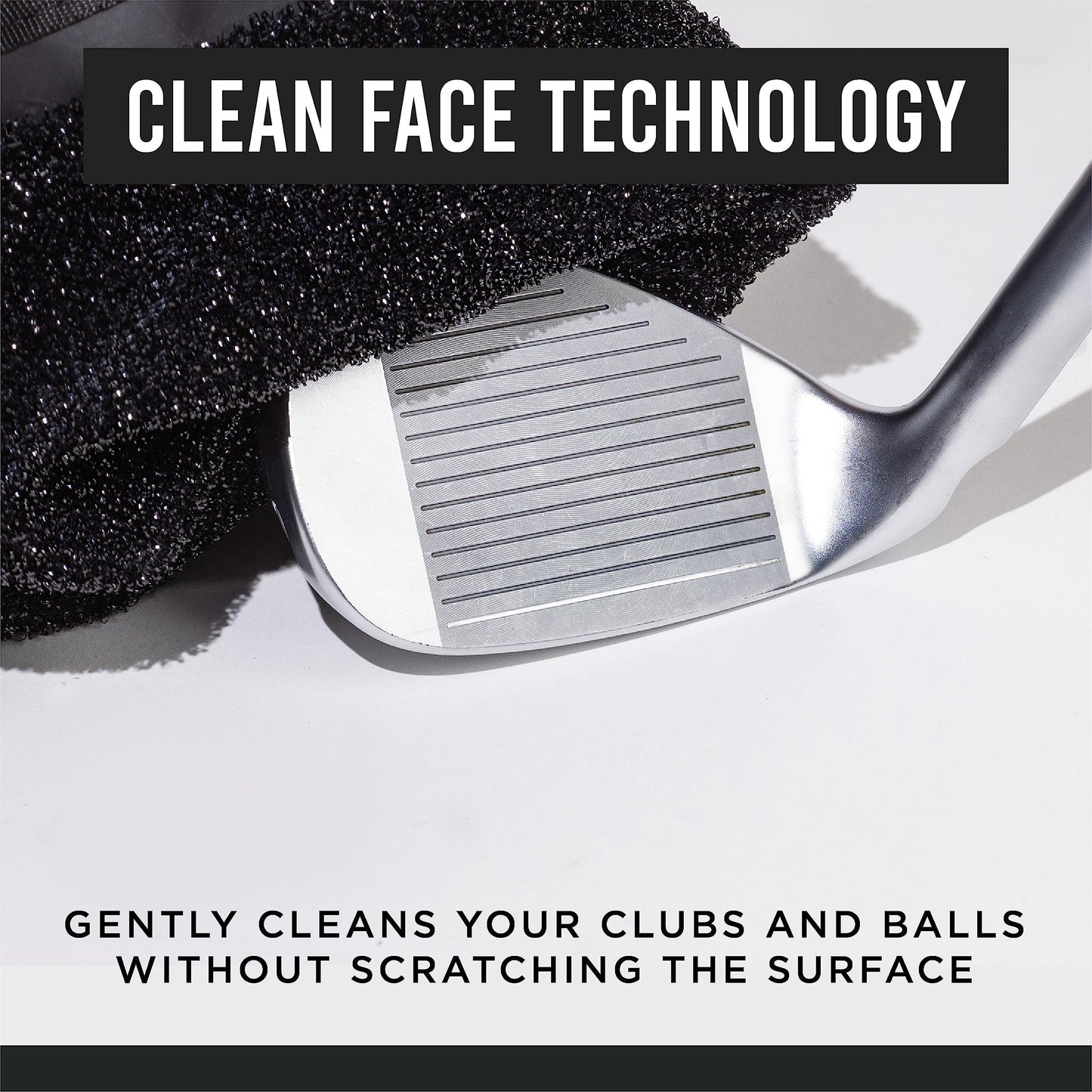 Club Scrub Pro Golf Club and Golf Ball Cleaning Bag, Waterproof Clean Face Technology Liner, Perfectly Dry Microfiber Exterior, Detachable Clip, Machine Washable, Cleans Club Grooves, Black Pro