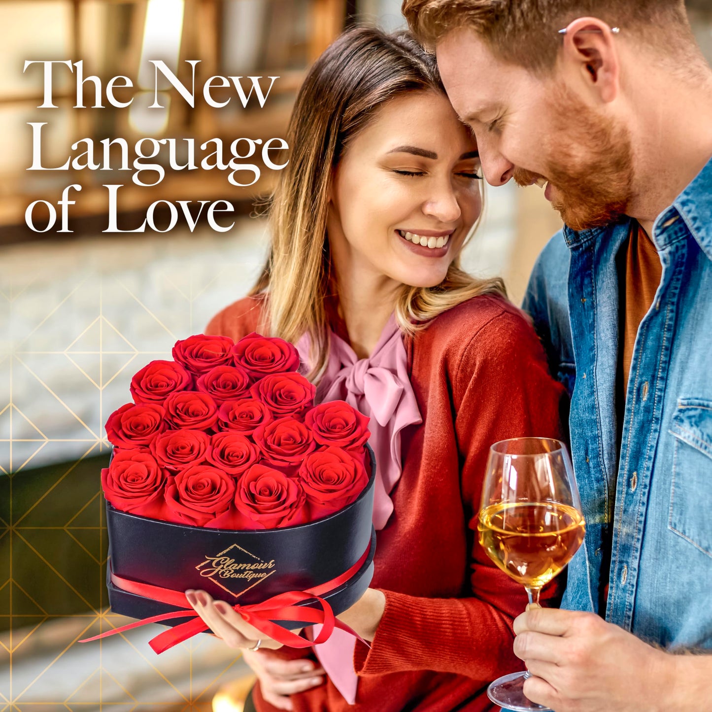 GLAMOUR BOUTIQUE 16 Flower Forever Heart Shape Box - Preserved Roses Gift for Her, Preserved Flowers, Red