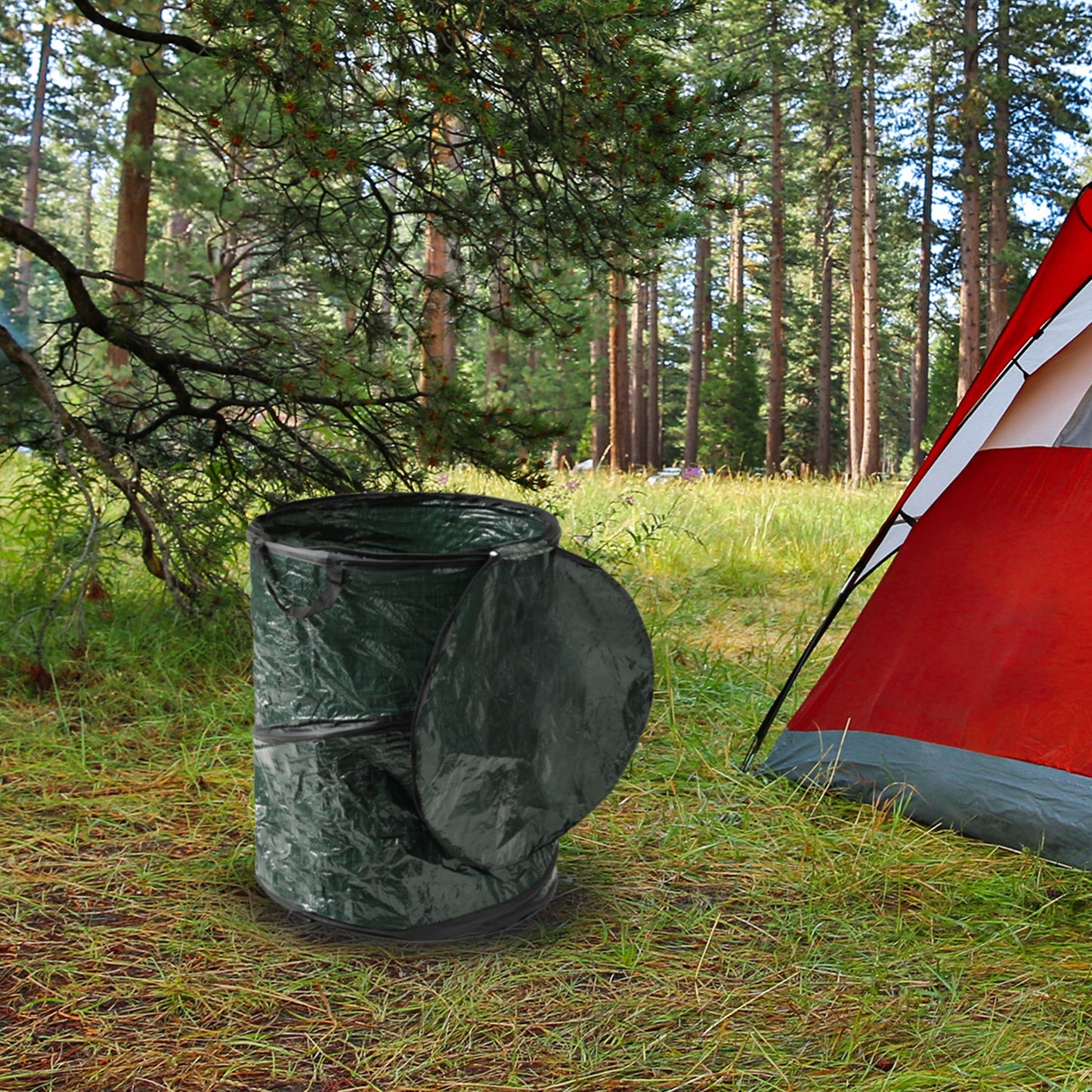 29.5-Gallon Pop Up Outdoor Garbage Can - Collapsible Trash Can for Parties, Yard Waste, or Laundry - Camping Accessories by Wakeman