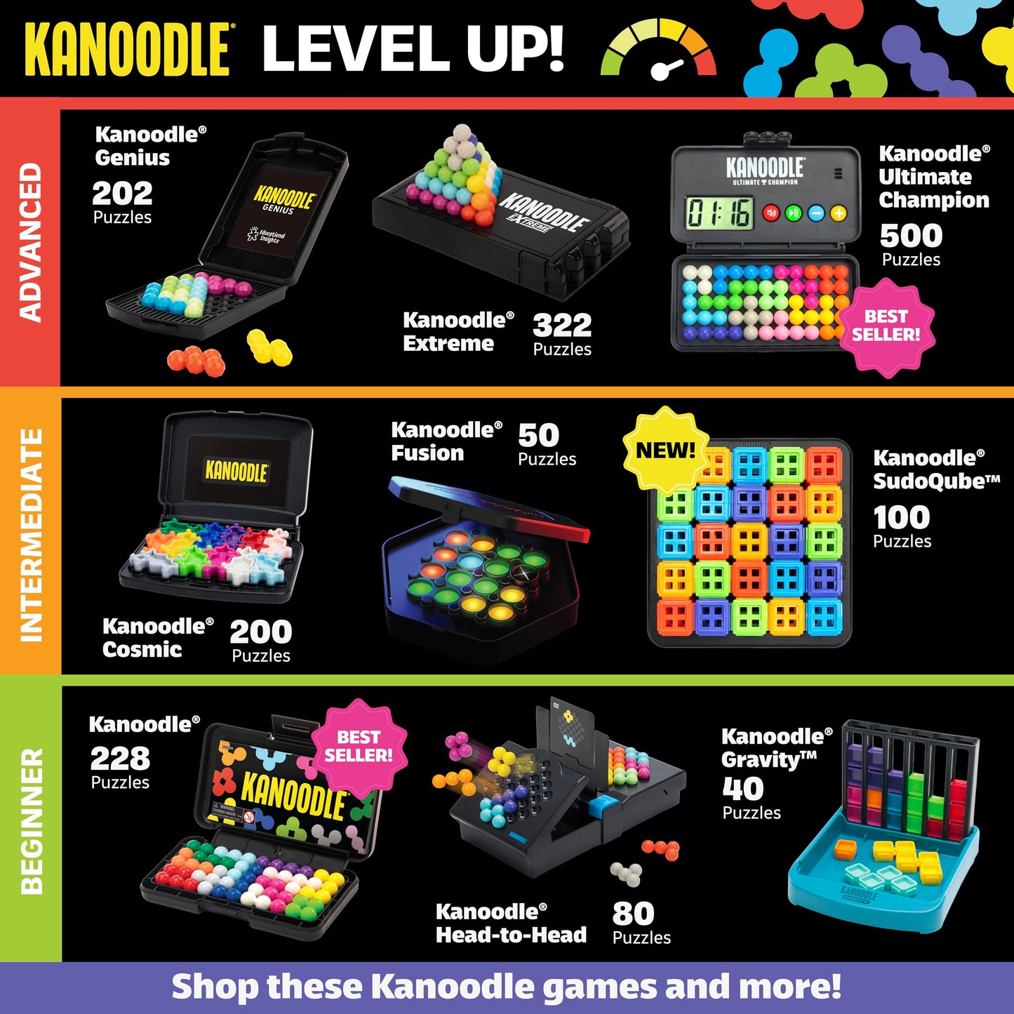 Educational Insights Kanoodle 3D Brain Teaser Puzzle Game, Featuring 200 Challenges, Easter Basket Stuffers for Kids, Gift for Ages 7+