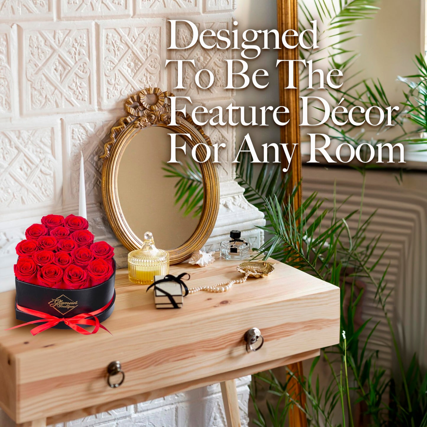 GLAMOUR BOUTIQUE 16 Flower Forever Heart Shape Box - Preserved Roses Gift for Her, Preserved Flowers, Red