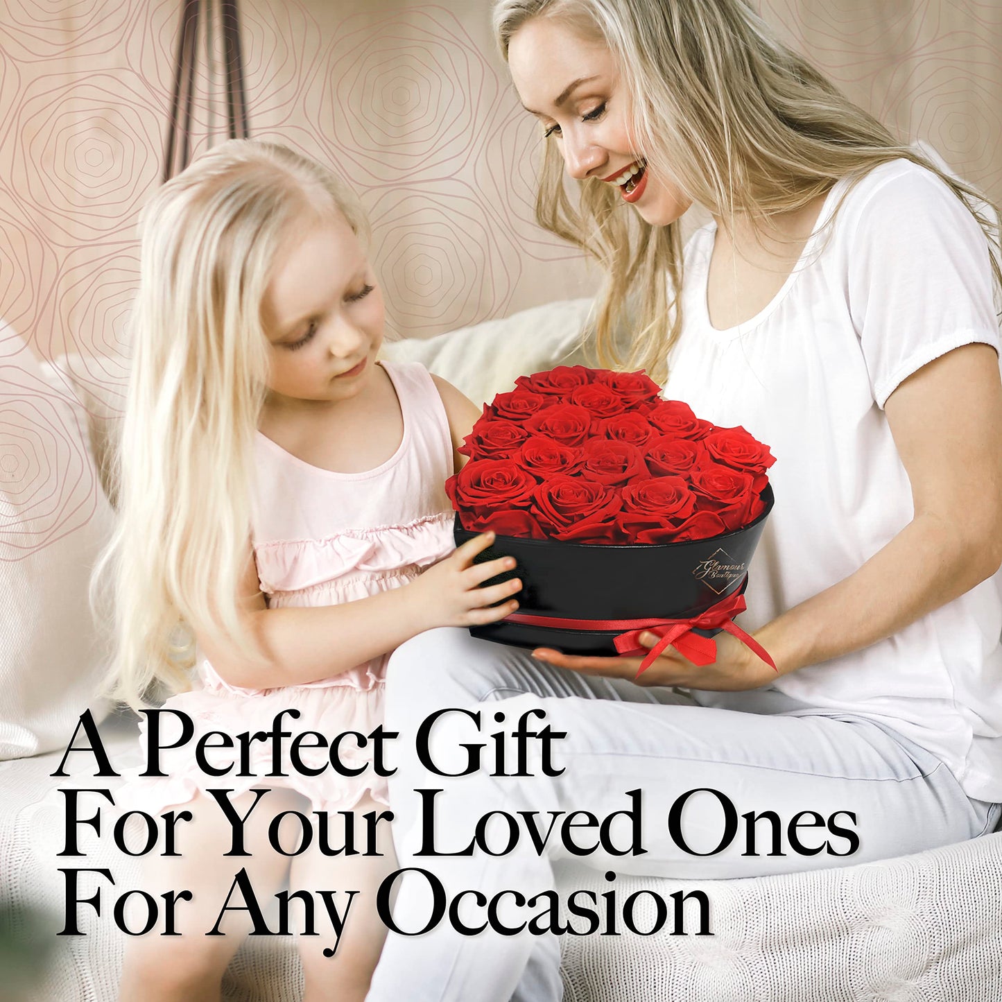 GLAMOUR BOUTIQUE 16 Flower Forever Heart Shape Box - Preserved Roses Gift for Her, Preserved Flowers, Red