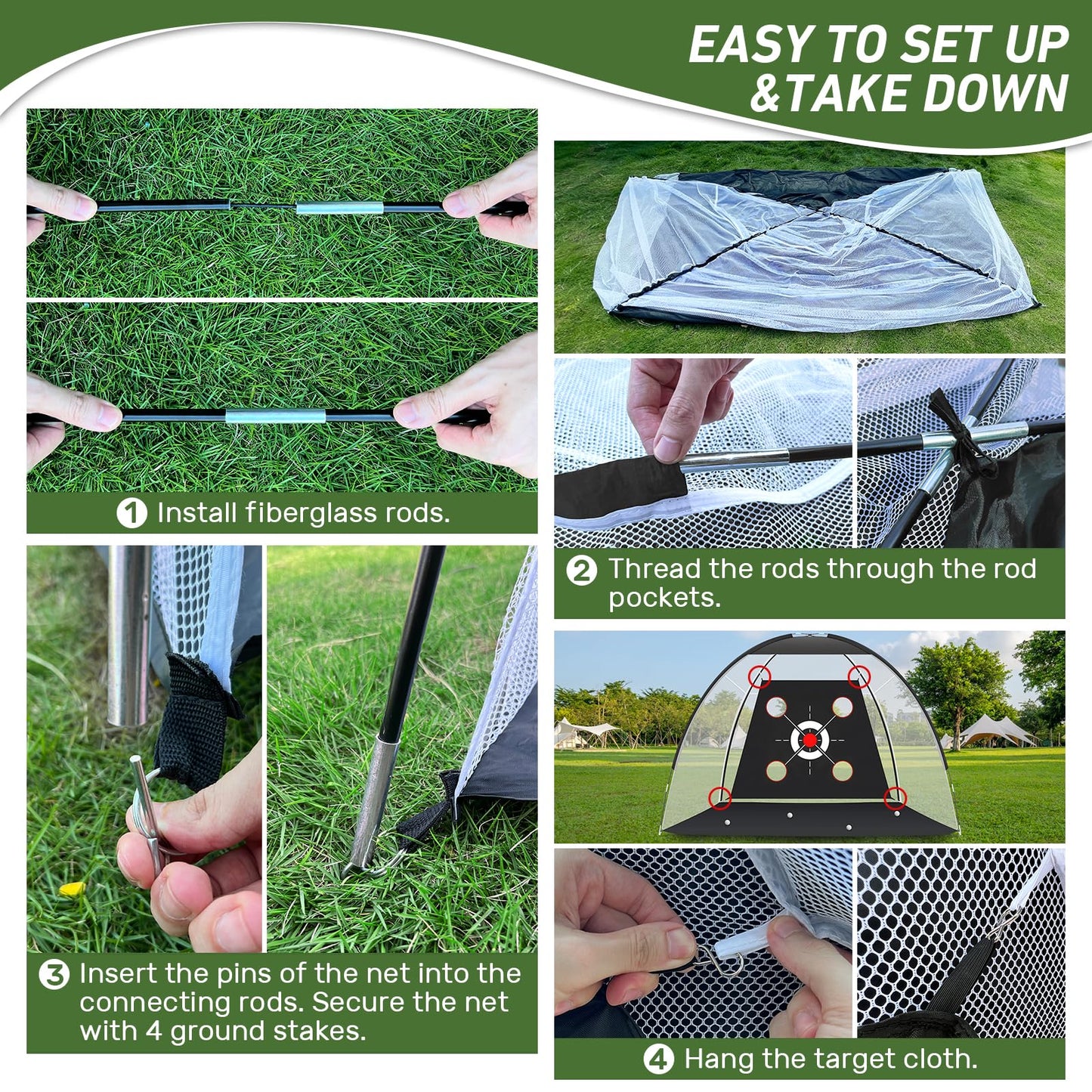 KLAODOT Golf Net with Practice Mat,Golf Hitting Aid Nets 10x7FT for Backyard Driving Chipping Training Swing with Target Mat Balls for Outdoor Indoor,Gifts for Men Dad Him and Golfer
