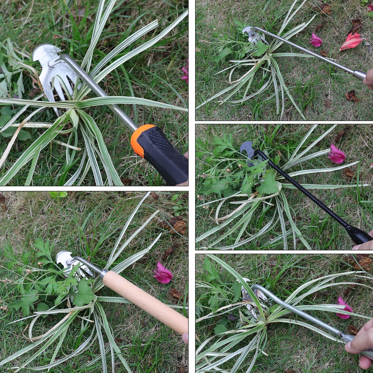 Weed Puller Tool,Portable Garden Weeder Tool,2024 New Manganese Steel Weeding Tools,For Hand Weeder Puller for Vegetable Gardening Backyard Farm Planting & Uprooting Weeding Tool (Rubber Handle)