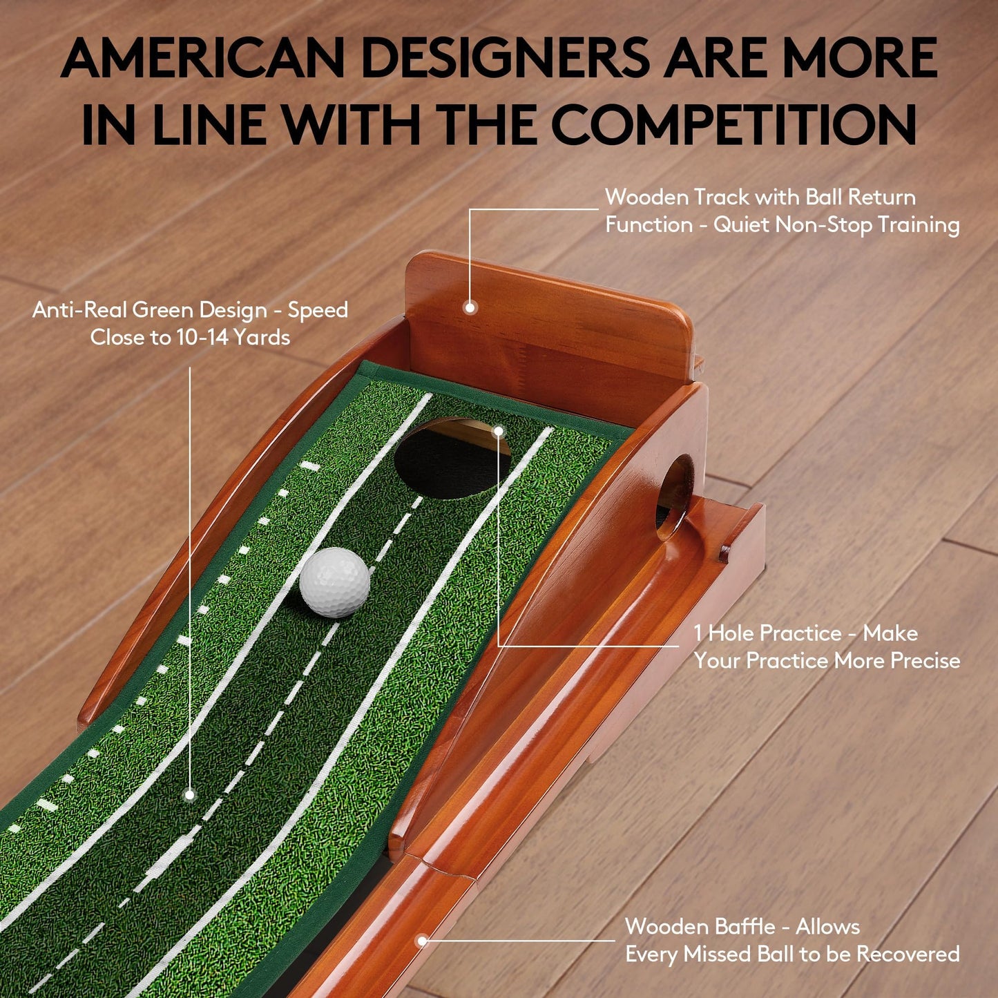 Kalramay Putting Green Indoor Golf Putting Mat – Easy to Assemble with Automatic Ball Return, Wrinkle-Free Close to Real Green Speed, Suitable for Office, Recreation Room, Patio – Ideal Gift