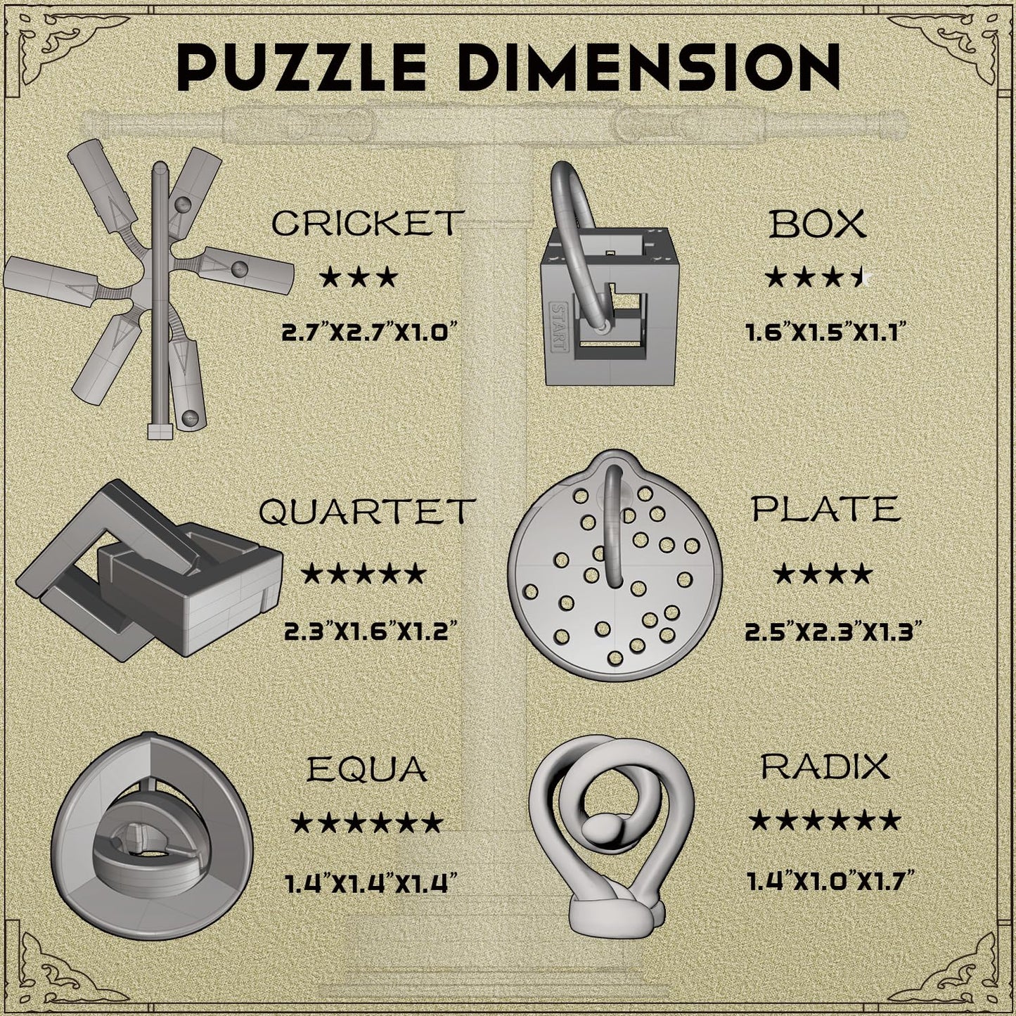 Fun Metal Brain Teaser Puzzle Games,6 Pcs Mind Travel 3D Toys and 1 Pcs Metal Puzzle Rack,Teens&Adult IQ Test,Logic Educational Gift, Puzzle Switch Games School Supplies,Table Decor
