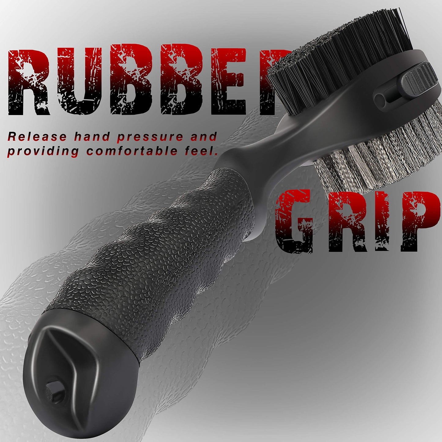 CHAMPKEY PRO Retractable Golf Club Brush | Oversized Brush Head with Soft Rubber Hand Grip & Retractable Groove Cleaner Golf Brush