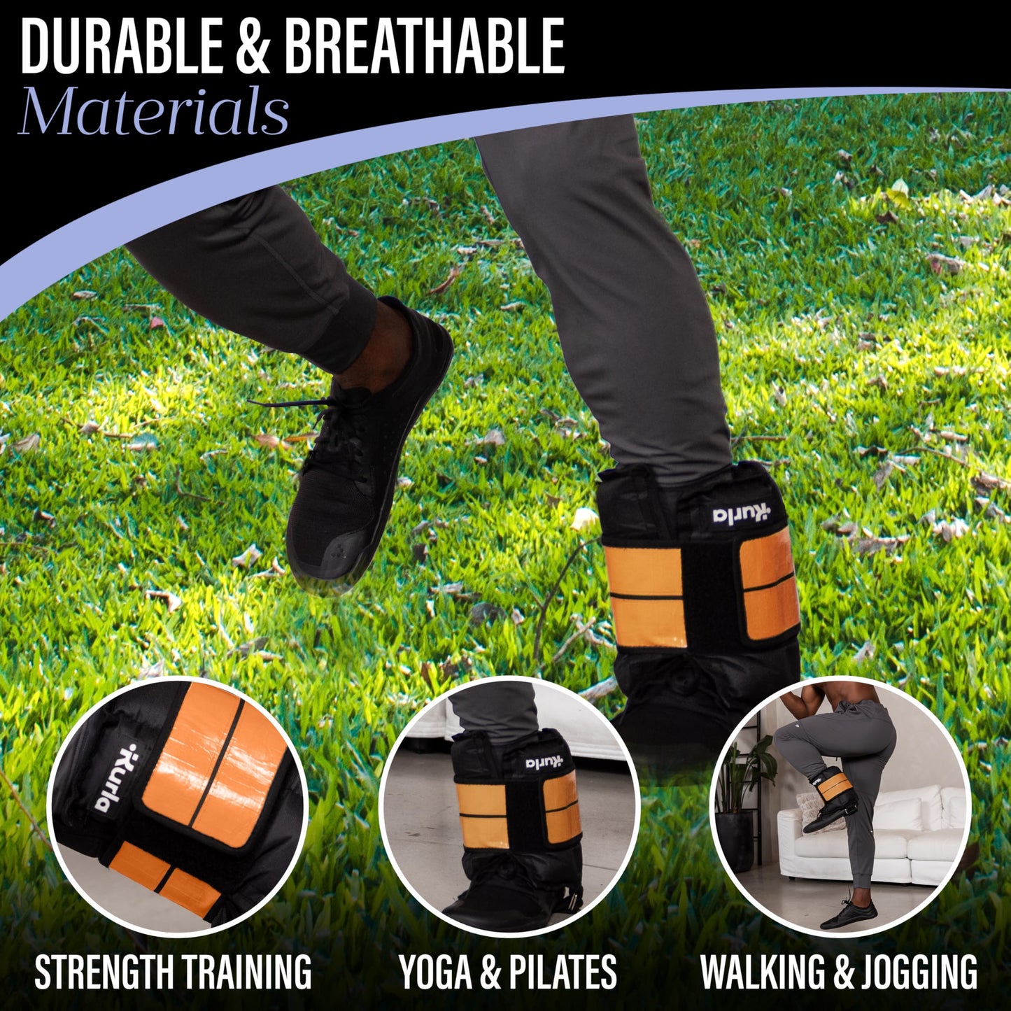 Kurla 20 lbs Ankle & Wrist Weight with Adjustable Strap | Breathable Fabric for Strength Training, Walking, Yoga & Rehab | Durable At-Home Workout Equipment for Men & Women | Orange