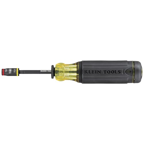 Klein Tools 32304 Screwdriver, 14-in-1 Adjustable Screwdriver with Flip Socket, HVAC Nut Drivers and Bits, Impact Rated