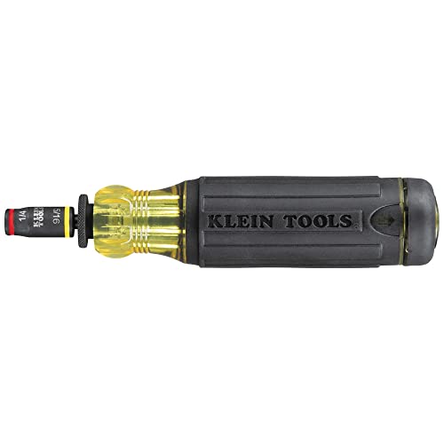 Klein Tools 32304 Screwdriver, 14-in-1 Adjustable Screwdriver with Flip Socket, HVAC Nut Drivers and Bits, Impact Rated