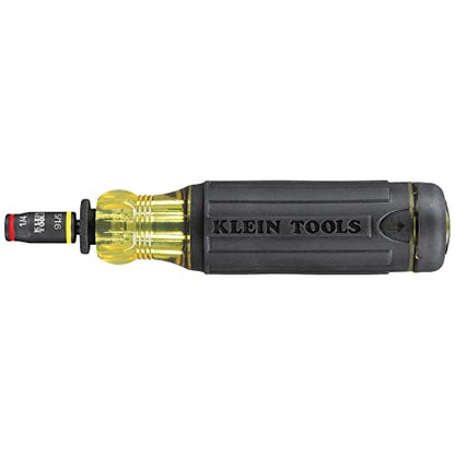 Klein Tools 32304 Screwdriver, 14-in-1 Adjustable Screwdriver with Flip Socket, HVAC Nut Drivers and Bits, Impact Rated