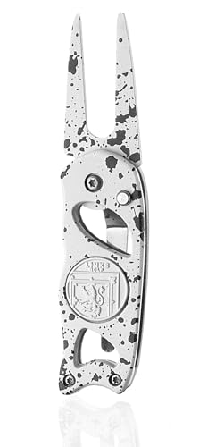 Links Golf Divot Tool with Foldable Pop-up Button & Magnetic Golf Ball Marker - Patented Golf Divot Tool and Ball Marker - (Monochrome Drip)