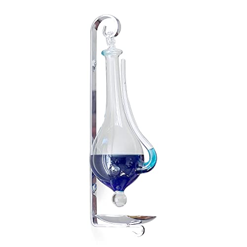 Ambient Weather B1025C Antique Storm Glass Wall Mount Liquid Barometer with Drip Cup