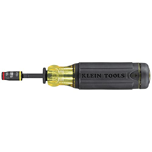 Klein Tools 32304 Screwdriver, 14-in-1 Adjustable Screwdriver with Flip Socket, HVAC Nut Drivers and Bits, Impact Rated