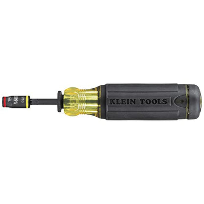 Klein Tools 32304 Screwdriver, 14-in-1 Adjustable Screwdriver with Flip Socket, HVAC Nut Drivers and Bits, Impact Rated