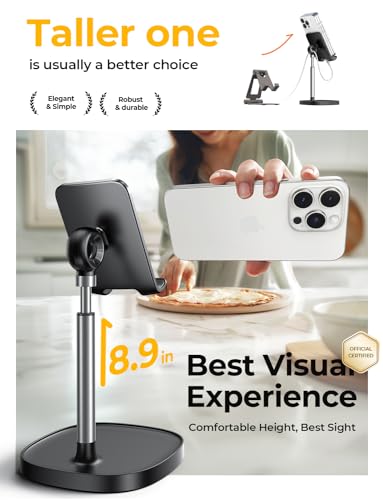 LISEN Cell Phone Stand Adjustable for iPhone Phone Holder for Desk, Office Desk Accessories Computer PC for iPhone Stand Gaming Essentials Fit Otterbox Case Phones Switch Kindle iPad Air Tablet 4-10in