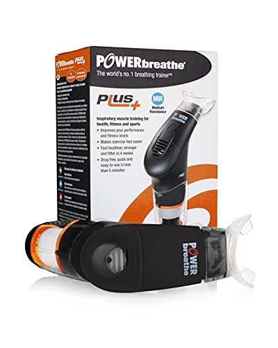 POWERbreathe - Breathing Exercise Device, Breathing Trainer and Therapy Tool to Strengthen Breathing Muscles and Help Lung Capacity, Handheld Inspiratory Muscle Trainer - Black, Medium Resistance