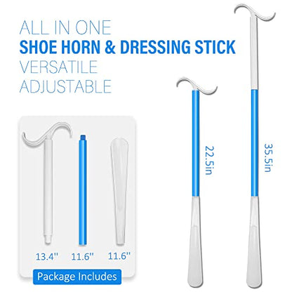 35.5 Inch Long Handled Shoe Horn, Dressing Stick, Sock Remover Aid Helper - Versatile, Adjustable Dressing Aid for Shoes, Socks, Shirts, Pants - Long Shoe Horn, Shoe Horn Long Handle for Seniors