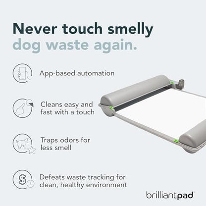 BrilliantPad Smart Indoor Dog Potty for Small Pets | Self Cleaning with Odor Control, AI Health Monitoring, Puppy Training Alternative to Grass Turf | Includes 1 Absorbent Pad Roll & Smartphone App