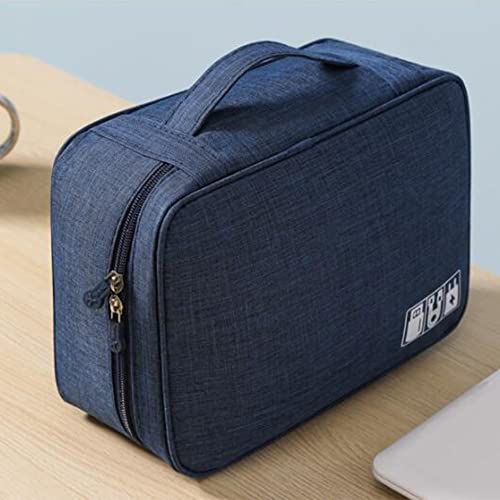 Electronics Accessories Organizer Bag, Electronic Organizer Travel Universal Cable Organizer Electronics Accessories Cases for Cable,Charger, Phone, USB, SD Card, Business Travel Gadget Bag, Dark Blue